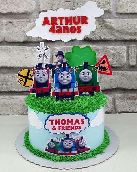 Thomas Cake Design, Thomas Train Cake Topper Printable, Simple Thomas The Train Cake, Birthday Cake Thomas The Train, Thomas Cake Ideas, Tomas And Friends Cake, Thomas And Friends Cake Topper Printable, Thomas And Friends Cake Topper, Train Cake Design