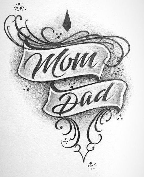 Ma Paa Tattoo Design, Family Name Tattoo, Mom Dad Tattoo Design, Mom And Dad Tattoo, Family Name Tattoos, Mom Dad Tattoo, Tato Mandala, Memorial Tattoo Ideas, Word Tattoo Ideas