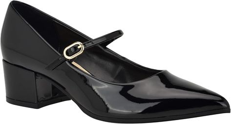 Amazon.com | Nine West Women's Prix Pump, Black Patent 001, 9 | Pumps Prix Dress, Pump Dress, Out Of Style, Go Out, Nine West, Women Empowerment, Patent Leather, Block Heels, Ankle Strap