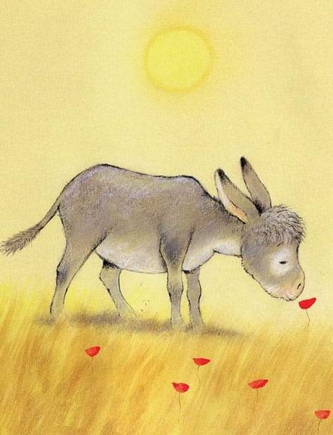 Cute Donkey Drawing Art, Donkey Pics, Donkey Drawing, Horse Canvas Painting, Cute Donkey, Watercolor Birthday Cards, Disney Artwork, Childrens Books Illustrations, Children's Book Illustration