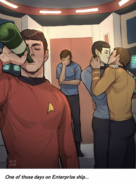 Jim Kirk X Spock, Star Trek Spirk Fanart, Kirk Spock Fanart, Spock X Kirk Fanart Kiss, Star Trek Spock And Kirk, Star Trek Fan Art, Kirk And Spock Fanart, Star Trek Tos Fanart, Spirk Fanart Kiss