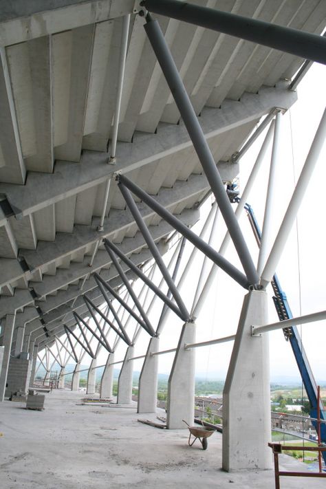 Raker Beam Structural Supports Graphite Powder, Column Structure, Truss Structure, Steel Architecture, Small Apartment Building, Beam Structure, Membrane Structure, Timber Architecture, Tensile Structures