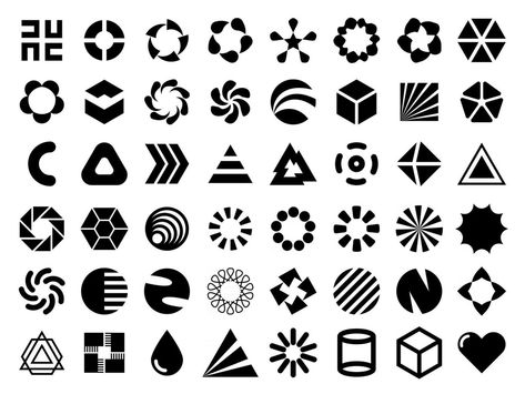 Vector black flat design elements for your logo design. Editable monochrome geometric shapes for unique label, sign, symbol identity design. Badges Ideas, Luxe Logo, Geometric Logo Design, Logo Creator, Geometric Shapes Art, Logo Shapes, Creative Graphics, Logo Style, Geometric Logo