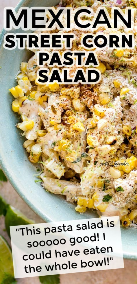 This Mexican street corn pasta salad recipe is the hybrid you've been craving! It's zesty, bold, and perfect for potlucks and BBQs. Summer Pasta Salad Recipes Cold, Chipotle Lime Dressing, Mexican Pasta Salad Recipes, Warm Pasta Salad, Mexican Street Corn Pasta Salad, Mexican Street Corn Pasta, Mexican Street Corn Salad Recipe, Street Corn Pasta Salad, Street Corn Pasta