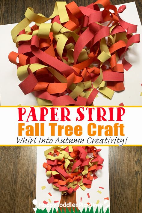 Paper Strip Fall Tree Craft Paper Tree Craft, Tissue Paper Trees, Fall Tree Craft, Fall Crafts For Toddlers, Fall Arts And Crafts, Autumn Paper, Tree Templates, Fall Tree, Tree Craft