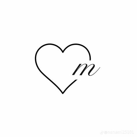 M And Heart Tattoo, M Tattoo Letter Heart, Letter M With Heart, M With Heart Tattoo, M&m Tattoo, Heart With Letter Tattoo, M Heart Tattoo, Letter M Tattoo Ideas, Letter M Tattoos