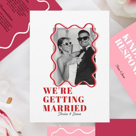 Electric Wedding Invitations, Bright Pink Wedding Invitations, Playing Card Wedding Invitation, Eclectic Save The Date, Dresscode Invitation Card, Wedding Invitation Fun, Non Traditional Wedding Invitations, Wedding Invite Unique, Interactive Wedding Invitations