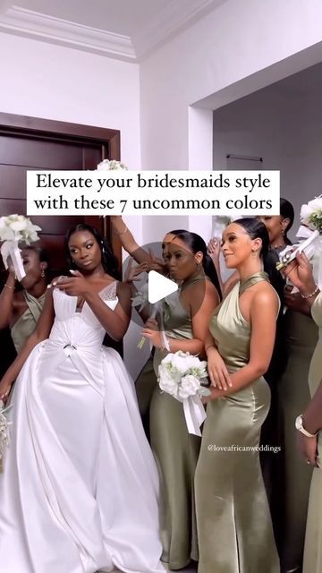 Love African Weddings🌍 on Instagram: "Step outside the traditional palette with these 7 bold and uncommon colors for your bridesmaids ❤️

#loveafricanweddings #bridesmaidsdresses" Satin Bridesmaid Dresses Black Women, African Wedding Bridesmaid, Chief Bridesmaid Styles, African Bridesmaid Dresses Traditional, Wedding Color Schemes Black People, Black People Wedding Ideas Color Schemes, Wedding Color Schemes Fall, Brides Maid Shoes, Modern African Print Dresses