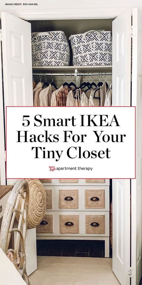 Here are 5 smart IKEA hacks to pack more storage into your tiny closet. #ikea #ikeahacks #storage #storagetips #storagehacks #storageideas #organizingideas #organizationtips Stolmen Ikea, Ikea Closet Hack, Easy Storage Hacks, Remodel Fireplace, Ikea Organization Hacks, Best Ikea Hacks, Ikea Desk Hack, Ikea Organization, Hacks Ikea