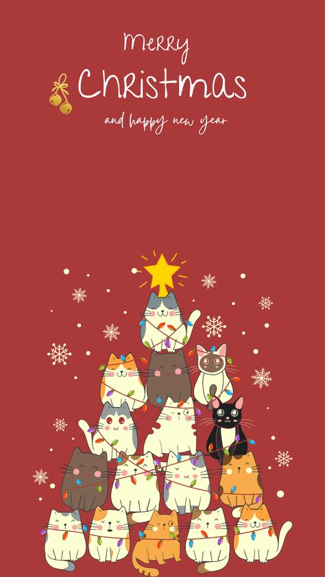 Merry Christmas and happy new year #christmas #christmaswallpaper #wallpaper #cutewallpaper New Year Cat Wallpaper, Cat Christmas Phone Wallpaper, Christmas Kitty Wallpaper, Merry Christmas And Happy New Year Wallpaper, Christmas Cat Wallpaper Iphone, New Year Cute Wallpaper, Cat Wallpaper Christmas, X Mas Wallpaper, Cute Christmas Iphone Wallpapers