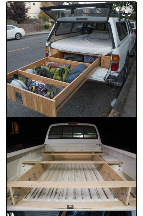 Carspo Truck Bed Drawers, Tent Camping Beds, Diy Truck Bedding, Zelt Camping, Tacoma 4x4, Kombi Motorhome, Truck Bed Storage, Truck Bed Camping, Truck Bed Camper