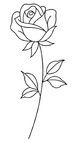 Outline Images Of Flowers, Easy Rose Doodle, Pola Organis, Outline Drawings Easy, Rose Simple Drawing, Pretty Flower Drawings, Flowers Outline Drawing, Floral Outline Drawing, Simple Flower Drawing Easy