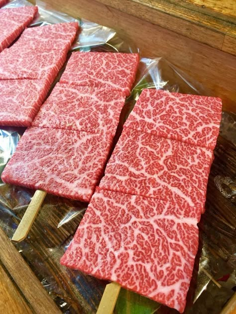 Beef On A Stick, Wagyu A5, Beef Sushi, Marbled Meat, A5 Wagyu, Kobe Beef, Raw Meat, Chicken Steak, Best Exercise