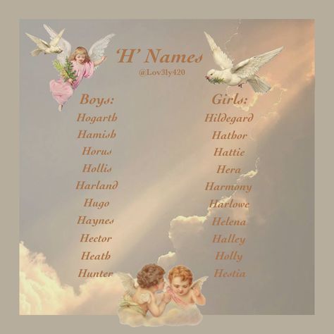 Dreamy Names, Girl Names Aesthetic, Second Names, H Names, Names Aesthetic, Oc Names, Mystical Names, Fairy Names, Best Character Names