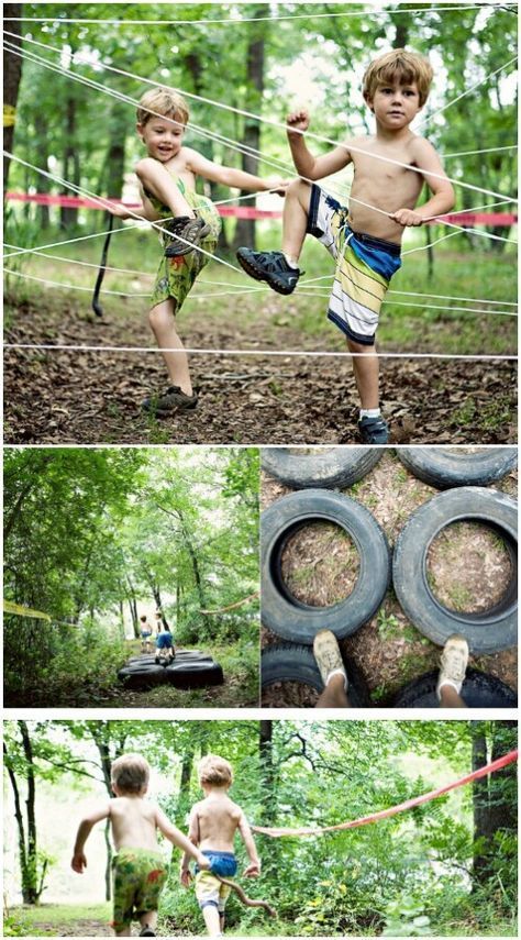 Backyard Games Diy, Backyard Games Kids, Backyard Obstacle Course, Kids Obstacle Course, Diy Yard Games, American Ninja Warrior, Natural Playground, Yard Games, Backyard Games