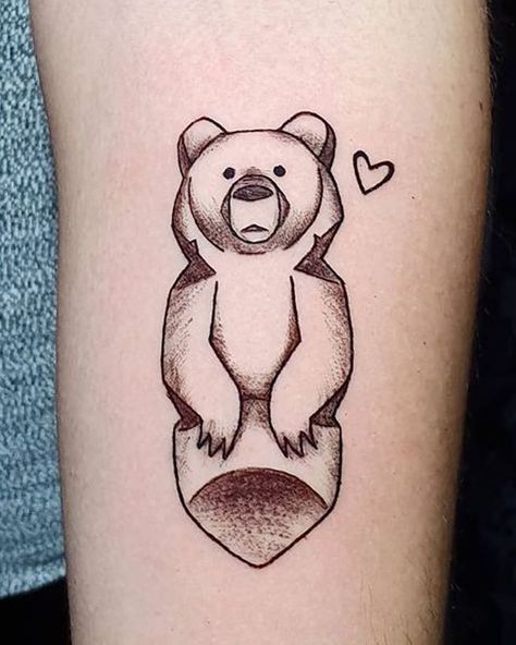 Discover the power of symbolism of bear tattoos. From realistic to minimalist designs, get your perfect bear tattoo inspiration. Brother Bear Totem Tattoo, Bear Totem Tattoo, Up Tattoo Disney, Brother Bear Totem, 00 00 Tattoo, Brother Bear Tattoo, Cool Tattoo Ideas, Science Tattoos, Tattoo Disney