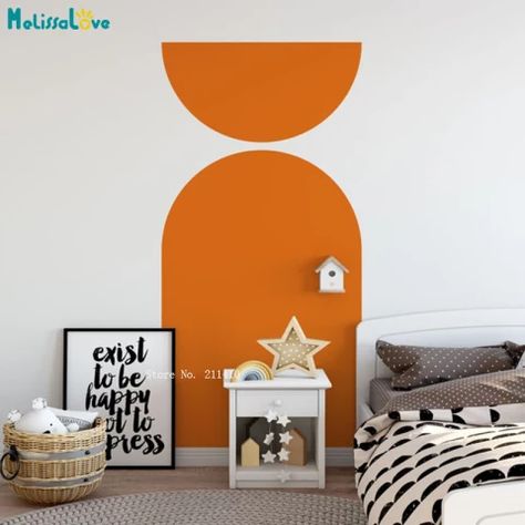 Half Circles Wall Sticker Rounds Retro Home Decoration Living Room Bedroom Pattern Self-adhesive Gift Art Murals Yt2441 - Wall Stickers - AliExpress Boho Decals, Boho Wall Stickers, Boho Arch Wall, Boho Wall Decals, Geometric Pattern Wall, Arch Wall Decal, Boho Arch, Modern Home Decor Living Room, Decorating Room