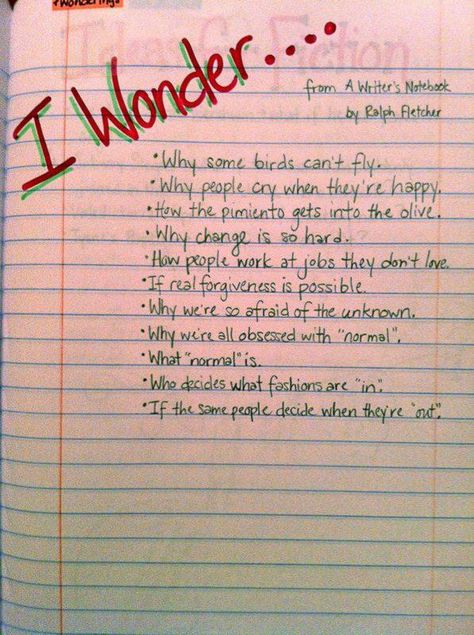 Writer's Notebook Ideas and Examples. Would be great as a warm- up in my writing class. 5th Grade Writing, 4th Grade Writing, Writers Notebook, Writing Classes, Science Journal, Notebook Ideas, Writing Notebook, Journal Writing Prompts, Writer Workshop