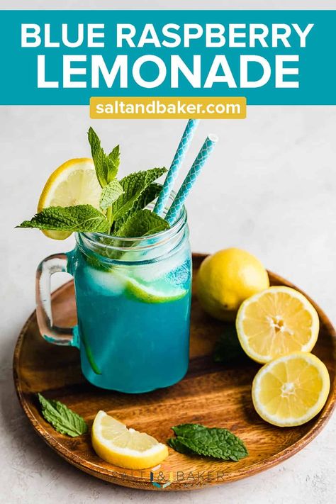 Blue Raspberry Drinks Alcohol, Blue Drink Ideas Non Alcoholic, Natural Blue Drink, Blue Lemonade Recipe Non Alcoholic, Fun Lemonade Drinks, Blue Raspberry Lemonade Punch, Fancy Lemonade Drink Recipes, Blue Drinks For Baby Shower Recipes, Blue Lemonade Non Alcoholic