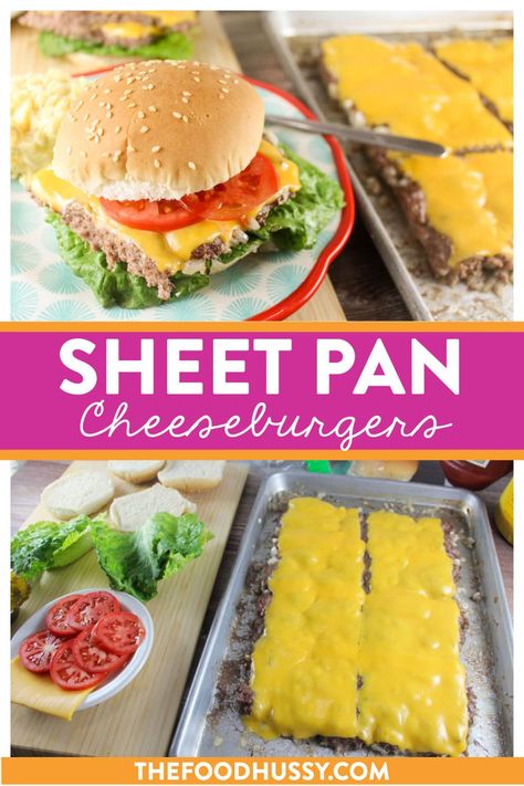 Sheet Pan Burgers Hamburger One Pan Meals, Sheet Pan Cheeseburger Patties, Baked Sliders Burgers, Hamburger Sheet Pan, Sheet Pan Turkey Burgers, Oven Hamburger Sliders, Hamburger Recipes Oven, Cookie Sheet Burgers, Burgers In Oven Bake