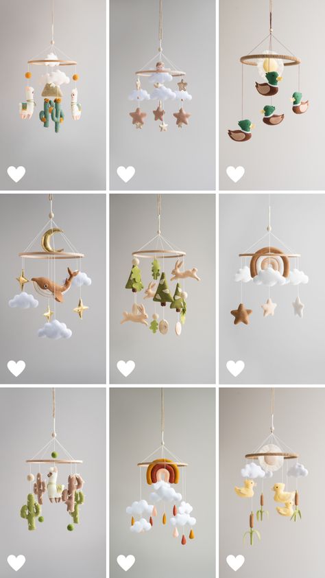 Patchwork, Homemade Mobile, Homemade Baby Gifts, Diy Nursery Mobile, Crochet Baby Mobiles, Neutral Crib, Baby Mobile Felt, Baby Gym Toys, Baby Decor Diy