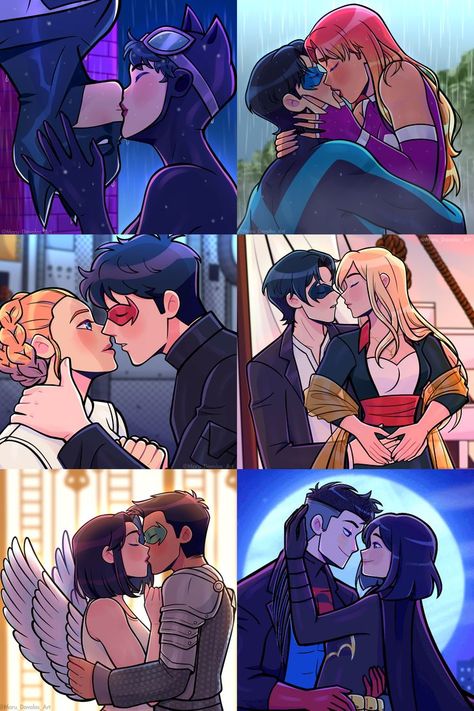 Jason And Starfire, Jason Artemis, Selina X Bruce, Tim And Damian Fanart, Marinette X Damian Wayne, Artemis X Jason, Jason X Artemis, Tim X Stephanie, Starfire X Raven Ship