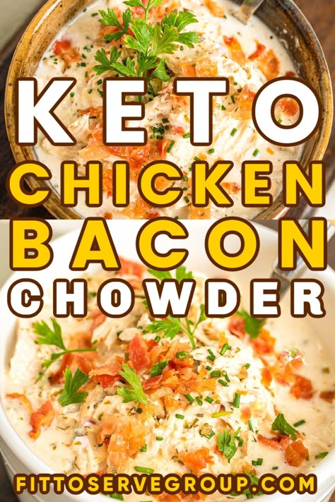 Ranch Seasoning Chicken, Chicken Recipe Keto, Keto Chicken Bacon, Keto Chicken Soup, Seasoning Chicken, Bacon Chowder, Thick Soup, Chicken Chowder, Low Carb Soups