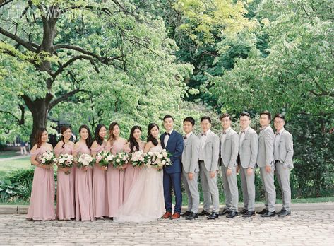 Pink Groomsmen, Blush And Grey Wedding, Pink Grey Wedding, Grey Wedding Theme, Light Pink Bridesmaids, Blush Wedding Theme, Groomsmen Grey, Blush Pink Bridesmaids, Pink Weddings