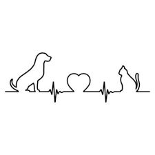 Illustration of a dog and a cat with a pulse and heart 5731540 Vector Art at Vecteezy Dog Heart Beat Tattoo, Heartbeat Line, Black And White Heart, Dog Silhouette, Cat Tattoo, Future Tattoos, Small Tattoos, Vector Art, Line Art