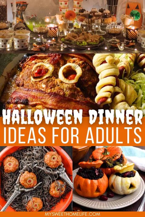 13 freaky and frightening Halloween dinner ideas for a fun themed Halloween date night or a scarily sophisticated Halloween dinner party. Check out this Halloween food for your Halloween party. Essen, Halloween Dinner Ideas For Adults, Kitchen Dinner Ideas, Halloween Main Dish, Halloween Dinner Party Food, Party Dinner Ideas, Halloween Date Night, Halloween Food For Adults, Halloween Dinner Ideas