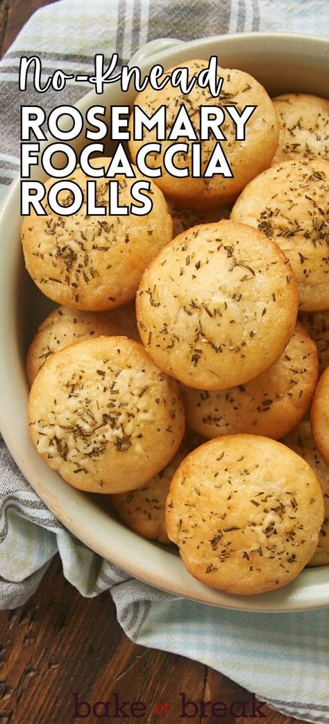 No-Knead Rosemary Focaccia Rolls are so quick and easy to make that you can whip up a batch whenever the craving strikes. Easy Rosemary Bread Recipes, Foccacia Rolls, Focaccia Rolls, Rosemary Rolls, Rosemary Focaccia Bread, No Knead Rolls, Rosemary Foccacia Bread, Rosemary Foccacia, Foccacia Bread