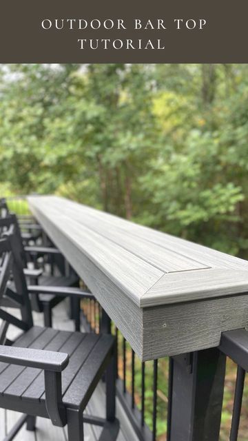 Trex Deck Railing Bar Top, Deck Rail Countertop, Diy Over The Rail Bar Table, Deck With Built In Bar Counter, Patio Bar Railing Ideas, Outdoor Dining Deck Ideas, Railing Bar On Deck, Bar Top On Deck Railing, Trex Deck Bar Top