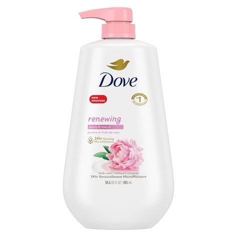 Looking for a body wash that delights your senses and helps to renew skin? The #1 dermatologist recommended body wash, Dove Renewing Body Wash nourishes your skin with peony and rose oil extracts while leaving skin soft and dewy. This Peony and Rose Oil body wash is sulfate- and paraben-free with a mild, pH-balanced formula, making it a great body wash for dry skin unlike typical cleanser or bath soap. This body wash uses Dove Moisture Renew Blend, a combination of skin-natural nourishers and pl Dove Body Wash Rose, Rose Body Wash, Body Wash For Dry Skin, Caress Body Wash, Selfcare Products, Liquid Body Wash, Dove Beauty, Dove Body Wash, Oil Body Wash