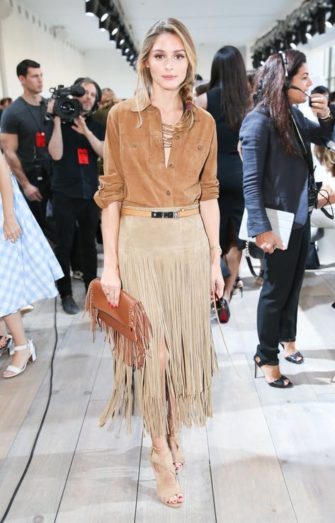 New York Fashion Week Spring 2015 Estilo Olivia Palermo, Olivia Palermo Lookbook, 2015 Fashion Trends, Fashion Week Outfit, Olivia Palermo Style, Casual Chique, Popsugar Fashion, Fringe Skirt, Olivia Palermo