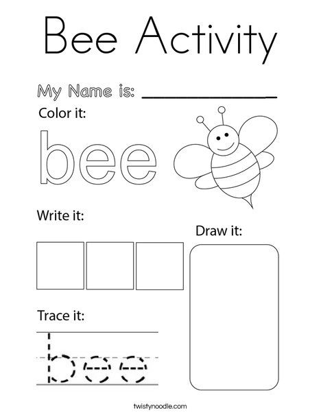 1st Grade Bee Activity, B Is For Bee Worksheet, Honeybee Coloring Page, Bee Worksheet Preschool, Bee Math Activities Preschool, Bumble Bee Preschool Activities, Bee Writing Activities, Bumble Bee Art Preschool, Parts Of A Bee Free Printable