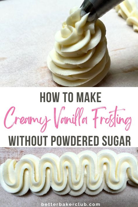 Flour Icing Recipe, Simple Frosting Recipe No Powdered Sugar, Cream Cheese Frosting No Powdered Sugar, Frosting Recipes Without Powdered Sugar, Icing Recipe Without Powdered Sugar, Vanilla Cake Icing Recipe, Icing Without Powdered Sugar, Frosting No Powdered Sugar, Sugar Cooking Icing