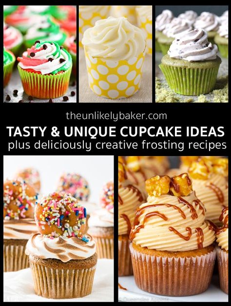 Unique cupcake recipes perfect for birthdays, baby showers, bridal showers and more. From creative flavour combinations to the most luxurious buttercream recipes. Unique Cupcake Recipes Creative, Odd Cupcake Flavors, Cake Pops, Designer Cupcakes Ideas, Elegant Cupcake Flavors, Cupcake Easy Recipe, New Cupcake Ideas, Decadent Cupcakes Recipes, Most Popular Cupcake Flavors