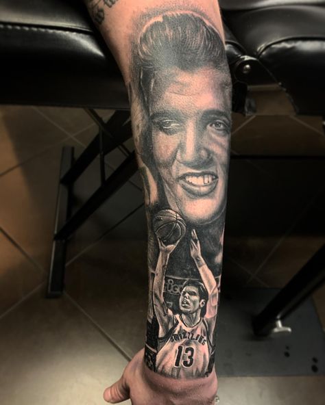 #tattoo #elvis #tattooideas #tattooartist #tattooinspiration #tattooart #tattoosleeves #memphis #grizzlies Memphis Tattoo Ideas, Artist Quotes Funny, Memphis Grizzlies Tattoo, Tupac Sleeve Tattoo, Tattoo Artist Quotes, Raven Tattoo, Artist Logo, Artist Outfit, Instagram Bio