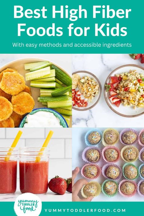 High fiber foods to share with the kids. High Fiber Foods For Toddlers, High Fiber Recipes For Kids, Fiber Foods For Toddlers, High Fiber Foods For Kids, Fiber Foods For Kids, High Fiber Dinner, Best High Fiber Foods, Constipation Smoothie, Chia Seed Oatmeal