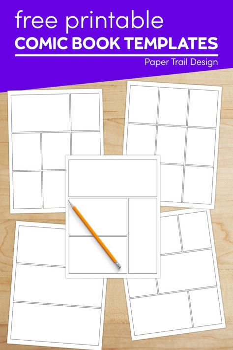 Free printable comic book template sheets to print for a fun indoor activity that promotes writing fluency with your kids but is still fun! Craft Templates Printable, Blank Comic Book Pages, Comic Book Writing, Comic Strip Template, Comic Book Paper, Create Your Own Comic, Comic Template, Make A Comic Book, Paper Trail Design