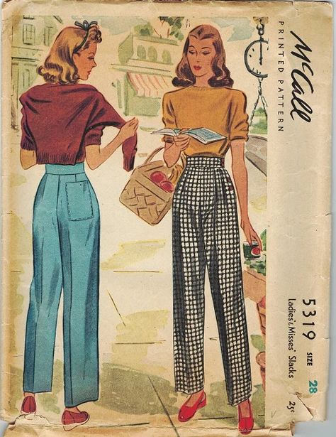 40s Fashion, Patron Vintage, Side Pants, Lindy Hop, Slacks For Women, Look Retro, Vintage Wardrobe, 1940s Fashion, Sewing Pattern Sizes