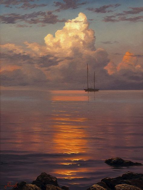 Adamov Navi A Vela, Landscape Photography Tips, Sky Painting, Sea Painting, Cloud Painting, Ocean Painting, Cool Landscapes, Seascape Paintings, Sailboats