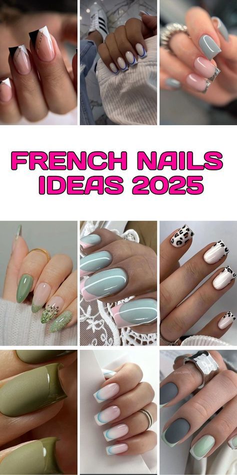 Colored French Nail Designs, French Nails Ideas, Fun French Manicure, Colored French Nails, Summer French Nails, January Nail Designs, French Tip Manicure, Quick Nail Art, French Manicure Designs