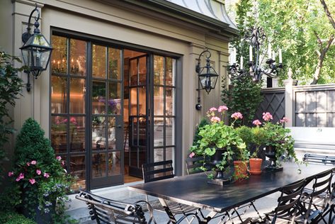 House & Home French Patio Ideas, Outdoor Room Ideas, Aesthetic Home Decor Ideas, Outdoor Design Ideas, Outdoor Decoration Ideas, Wrought Iron Chandeliers, Aesthetic Home Decor, Casas Coloniales, Beautiful Patios