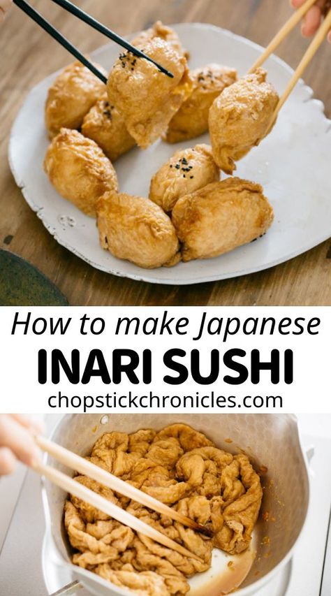 Essen, Baked Sushi Recipe, Healthy Sushi Recipes, Inari Sushi, Sushi Recipes Homemade, Vegetarian Sushi, Deep Fried Tofu, Sushi Recipe, Food Is Good