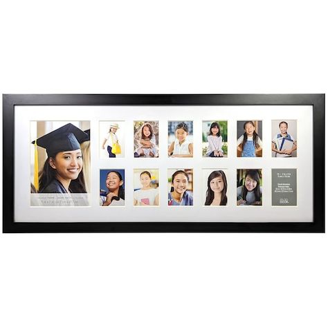 "Get the 13 Opening Black Collage Frame by Studio Décor® at Michaels. com. Watch your favorite student grow through the years with this classic 13 opening frame from Studio Décor. With one 5\" x 7\" and twelve 2\" x 3\" openings, you'll be able to preserve their school year memories and celebrate their graduation. Watch your favorite student grow through the years with this classic 13 opening frame from Studio Décor. With one 5\" x 7\" and twelve 2\" x 3\" openings, you'll be able to preserve th School Year Memories, Black Collage, Picture Frame Mat, Frame Wall Collage, Collage Mural, Monthly Pictures, 8x10 Picture Frames, Photo Wall Decor, Collage Frame