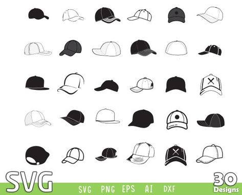 Cap Tattoo Hat, Baseball Cap Tattoo, Favor Box Template, Girl Baseball Cap, Box Hat, Fathers Day Svg, Gift Box Template, Raster Image, Baseball Svg