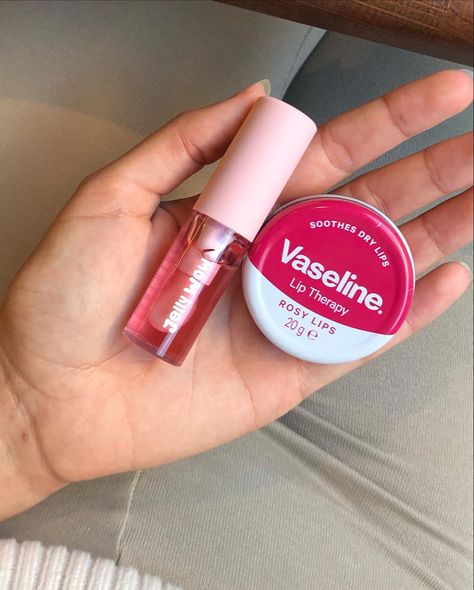 #vaseline #lipgloss #pink Kahi Balm, Best Korean Skincare, Face Balm, Vaseline Lip Therapy, Makeup Bag Essentials, Makeup Wishlist, Vaseline Lip, Lip Care Routine, Rosy Lips