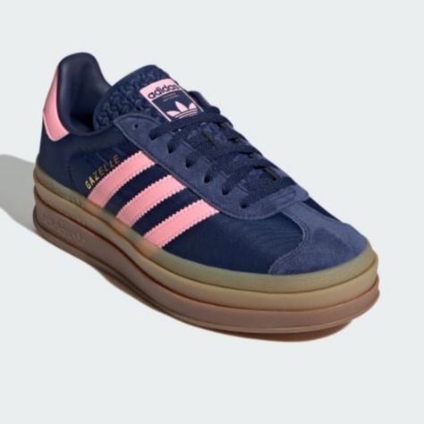 ***Just Released*** Brand New Adidas Gazelle Bold Dark Blue/Pink Spark Us Women's Size 6.5 Colorful Shoes Aesthetic, Blue And Pink Gazelle, Adidas Gazelle Aesthetic, Colorful Adidas, Hoco Shoes, Adidas Bold, Adidas Gazelle Outfit, Pink Gazelles, Shoe List