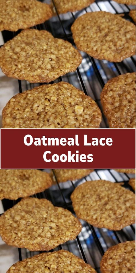 Oatmeal Lace Cookies Oatmeal Lace Cookies Recipe, Creamsicle Fudge Recipe, Oatmeal Lace Cookies, Lace Cookies, Vegan Cookies Recipes, Milk Cake, Tea Cookies, Canned Peaches, Bar Recipes